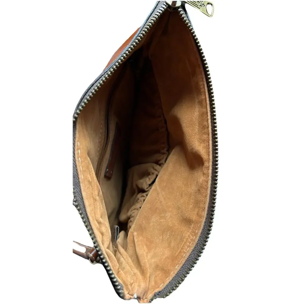Patricia Nash Valerie Leather Fold-Over Wristlet Clutch in Tan Or Brown